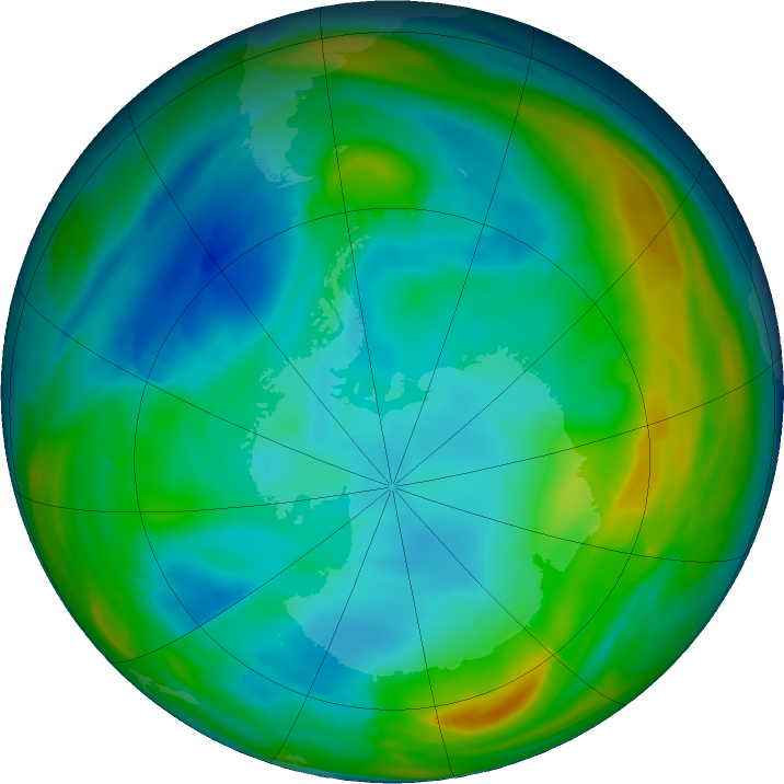 Antarctic ozone map for 10 July 2024